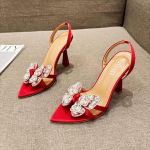 Sandali <span class=keywords><strong>con</strong></span> Tacco Alto a Punta per Donna <span class=keywords><strong>con</strong></span> Decorazione a Farfalla in Strass, Nuove <span class=keywords><strong>Scarpe</strong></span> Primavera-Estate - Product Image 1