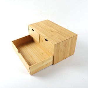 Bamboo <b>storage</b> <b>box</b>, three-<b>drawer</b> organizer, multi-layer <b>drawer</b> type, office <b>storage</b> cabinet organizer. Order now! - Product Image 2