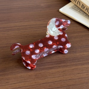 Pince à cheveux en acétate style coréen, motif chiot de dessin animé, douce et adorable, à pois, accessoire capillaire coloré et exquis, petite barrette - Product Image 4