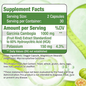 Capsules de perte de poids de vente chaude 1000mg d'acide hydroxycitrique Capsules d'extrait de Garcinia Cambogia suppléments de soins de santé - Product Image 2