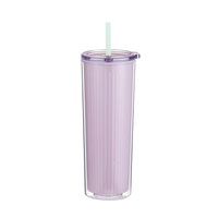 Gobelet isotherme réutilisable à double paroi grande capacité pour enfants, 400 ml, portable, pour étudiants, avec paille intégrée