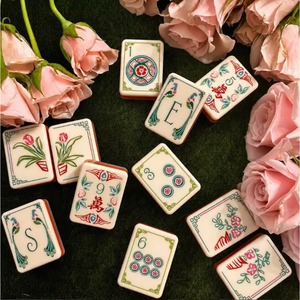 Jeu de tuiles de mahjong en opale rose nacré, acrylique, luxe, 160 tuiles, ensemble américain avec <span class=keywords><strong>beau</strong></span> bambou mahjong - Product Image 5