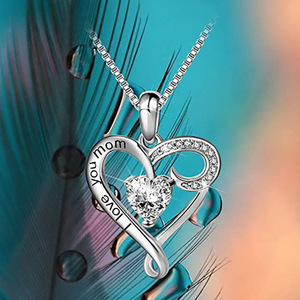 Nouveau collier de mode européenne et américaine, amour maternel, avec zircon en laiton, cœur plaqué argent, chaîne à maillons, <span class=keywords><strong>cadeau</strong></span> élégant pour <span class=keywords><strong>maman</strong></span> - Product Image 2