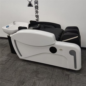 Kisen Fauteuil de lavage moderne de luxe blanc personnalisable avec logo, avec bac à shampoing et fonction de lavage de la nuque par fumigation pour salon de coiffure - Product Image 2