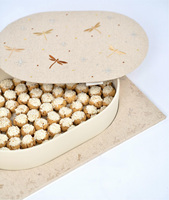 Boîtes à chocolat et bonbons de luxe brodées libellule, emballage ovale à rabat, décoration en lin, pour desserts, dattes, cadeau Ramadan