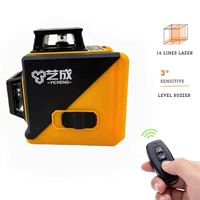 Outil de mesure professionnel industriel à laser vert 4D 16 lignes, autonivelant, rotatif à 360°, haute précision, à tête croisée, au lithium