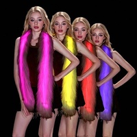 Nouvelle Écharpe Longue en Plumes de Renard Lumineuse à LED Unique pour Noël, Pâques, Nouvel An et Carnaval