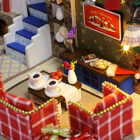 Rumah Boneka Mini Kayu Buatan Tangan Ramah Lingkungan Skala 1:24 Natal, Mainan Edukatif Puzzle Furnitur, Set Kemasan Ringan