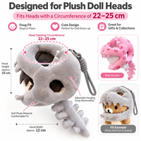 Kostum Topi Dinosaurus Boneka Plush Poliester Kustom 20-23cm 0-24 Bulan Aksesoris Mainan Boneka Lucu Unik OEM ODM Grosir