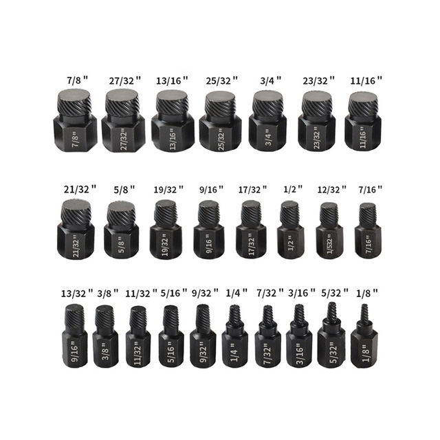 Multifunction 25 Pc Screw Extractor Set Removal Tool Broken Stud Pipe