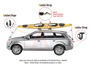 Support de toit en j-Bar avec sangles <span class=keywords><strong>d</strong></span>'<span class=keywords><strong>arrimage</strong></span> à cliquet de 16 pieds, support pliable <span class=keywords><strong>pour</strong></span> votre canoë, votre SUP et vos kayaks sur SUV Car Truck - Product Image 6