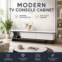 Meuble TV en MDF mélaminé avec placage chêne foncé scandinave, écologique, pour salon commercial et résidentiel, disponible en gros