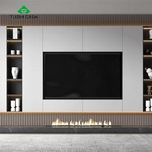 Cheminée <span class=keywords><strong>en</strong></span> contreplaqué, design moderne et simple, meuble de vitrine de télévision <span class=keywords><strong>en</strong></span> <span class=keywords><strong>marbre</strong></span> dissimulé - Product Image 4