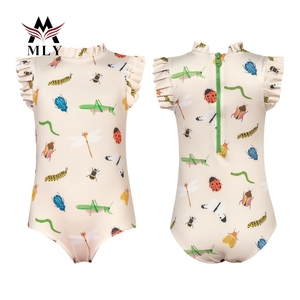 Vente de gros OEM Maillot de bain de créateur personnalisé et mignon imprimé coccinelle pour enfants, maillot de bain à une épaule pour <span class=keywords><strong>petites</strong></span> filles - Product Image 4
