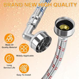 Tuyau d'arrivée d'eau chaude et froide manuel en acier inoxydable 304 de 1,8 m avec coude à 90 degrés pour usage extérieur et hôtelier – Offre Spéciale - Product Image 5