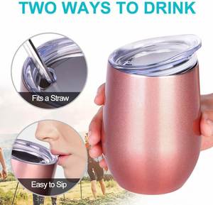 Mug isotherme personnalisé avec logo 12oz/360ml, idéal pour la pâtisserie, avec double cuillère à café, pour les voyages, les fêtes, la bière et le vin, avec couvercle - Product Image 5