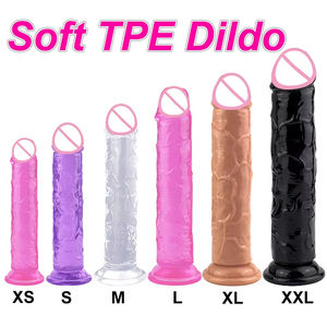 Dildos réalistes doux pour femmes Jouets sexuels <span class=keywords><strong>Pénis</strong></span> incurvé Point G Puissant aspiration Orgasme Vagin Masturbateurs Adultes Dildo - Product Image 1
