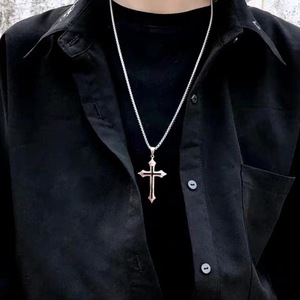 Nouveau Titane Acier Cain Pendentif Personnalité Hip Hop Avec Accessoires Croix Couple Collier - Product Image 6
