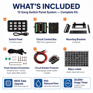 Nouveau panneau de commande 12 interrupteurs avec synchronisation via application, MOSFET, boîte de relais à fusibles RGB 16M, IP65, universel Arctic 4x4 pour Land Rover Winter Expedition 2 - Product Image 5