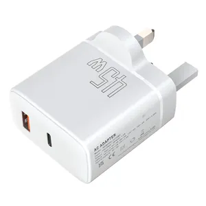 Factory Wholesale 45W GaN QC3.0 Type-C Wall Charger Dual Port PD USB C Fast Phone Chargers Multi-Device GaN Charge UK UKCA CE