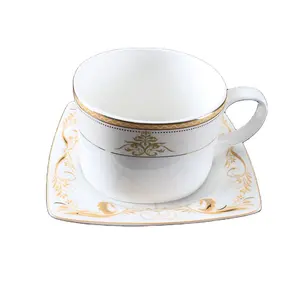 Venta al por mayor de porcelana fina de hueso de cerámica artículos para el hogar taza de té gigante y platillo