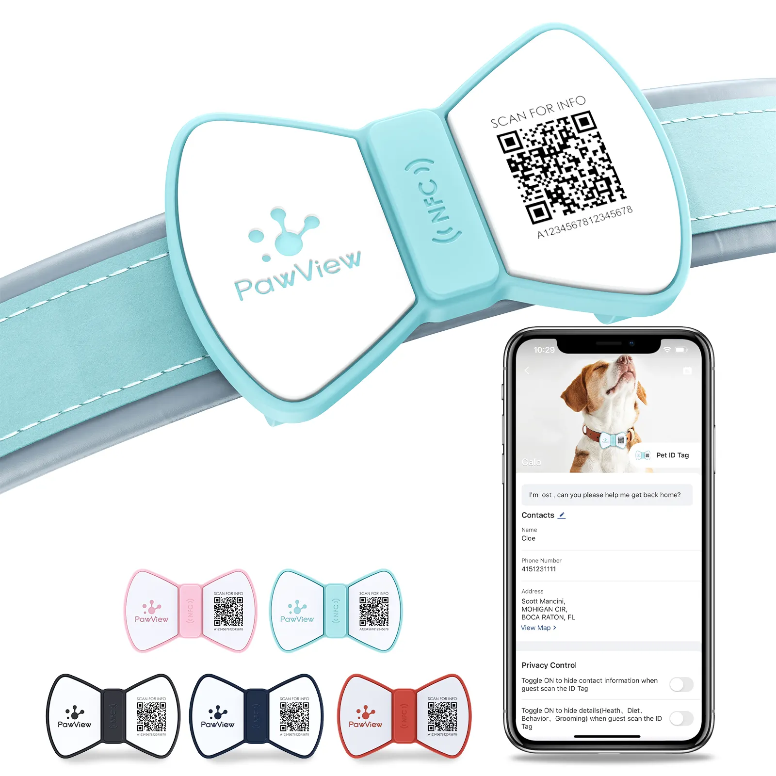 Tag udara Pawview silikon NFC Tag ID anjing Tag silikon dengan aplikasi pribadi