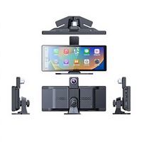 Monitor Layar Sentuh Portabel 9.3 Inci Wireless CarPlay, DVR Mobil Perekam Dual Lensa 4K Depan 1080P Belakang