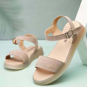 Sandalias de Plataforma Xuanhui Essential de 3 cm con Suela Plana, Cierre de Velcro, Punta Abierta, Modernas, Casuales, de Dos Tiras para Mujer - Product Image 4