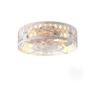 Modern bedroom <b>LED</b> ceiling fan light, American retro industrial style iron cage fan light, ceiling fan manufacturer - Product Image 1