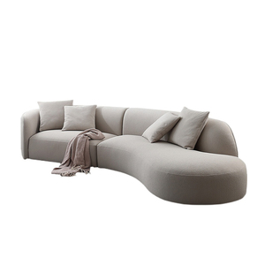 Divano Angolare Curvo in Velluto Stile Italiano di Lusso Leggero, Modulare e Minimalista, con Spugna ad Alta Densità e Telaio in Legno per <span class=keywords><strong>Soggiorno</strong></span> - Product Image 3