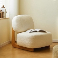 Fauteuil modulaire moderne Wabi-Sabi en tissu Alpaca, chaise sectionnelle autoportante à dossier unique en éponge et bois massif pour salon