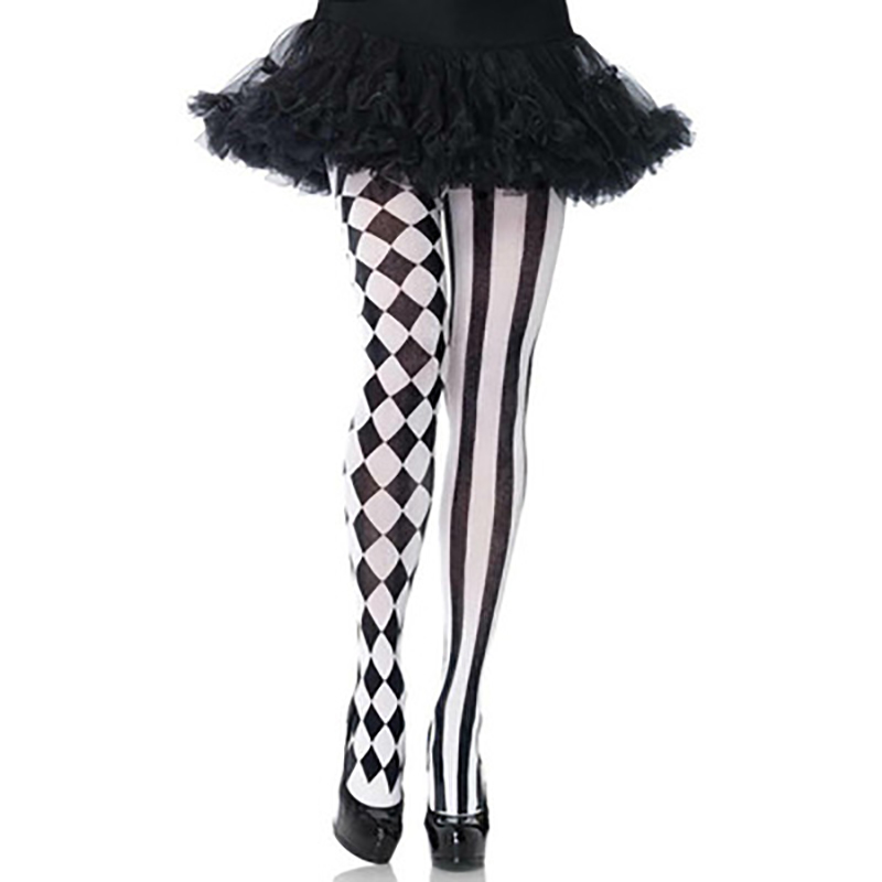 Черно-белые женские колготки одного размера, чулки в клетку