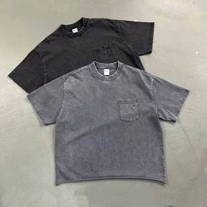 2026 New Arrival Men's Summer Retro Washed Cotton T-<b>shirt</b> Breathable Loose Fit <b>Shirt</b> with Pocket Design - Product Image 1
