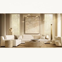 Meubles de salon de luxe table basse ronde en travertin Designer grande villa hôtel personnalisable