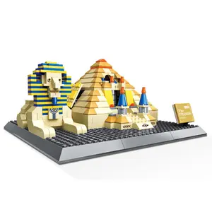 624 buah Logo kustom pemasok Cina arsitek piramida mainan Giza balok bangunan arsitektur bata untuk hadiah anak-anak