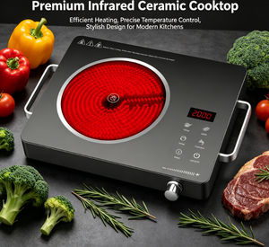 Cuisinière infrarouge à commande par bouton avec 6 fonctions, verrouillage enfant, minuterie, verre <span class=keywords><strong>de</strong></span> qualité A, puissance maximale <span class=keywords><strong>de</strong></span> 2000 W pour cuisines domestiques - Product Image 3