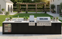 Cuisine barbecue extérieure  et station de grill pour villas Four électrique encastré sur mesure et gril en acier inoxydable