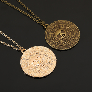 Artículos de Moda al por Mayor de la Serie de Películas Piratas del Caribe, Collar con Moneda Antigua Chapada, Collar con Calavera - Product Image 4
