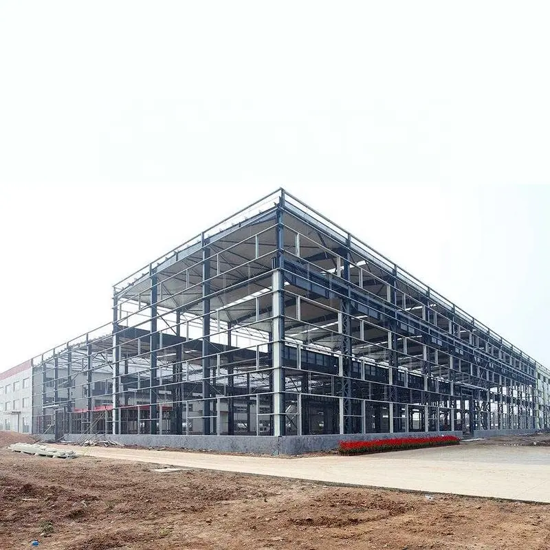 Özelleştirilmiş prefabrik çelik yapı bina düşük maliyetli ofis otel fabrika atölye depo çelik yapı