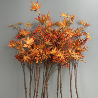 Feuille d'érable artificielle d'automne, branche de baies, décoration de jardin, décoration douce pour mariage et maison, plantes artificielles, fleurs en plastique, plante artificielle