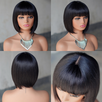 Perruque courte bob de 6 pouces, cheveux humains raides, lace frontale 13*1, pré-épilée, dentelle transparente, coupe courte pour femmes noires