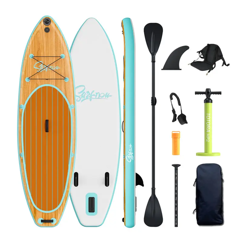 Papan Selancar Berdiri 2021 Warna Kayu 9 ", Papan Selancar Lapis Ganda Sup Surf, Kayak Tiup Murah