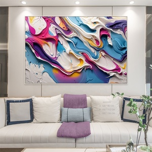 <span class=keywords><strong>Peinture</strong></span> à l'huile murale 3D sculptée à la main, fleur rouge pour la décoration de la maison, <span class=keywords><strong>peinture</strong></span> à l'huile sur toile, art mural - Product Image 2