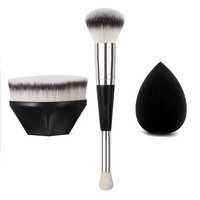 Pinceau de maquillage double embout JLY à poils courts, pinceau de fond de teint à double usage pour les produits liquides, crèmes et poudres