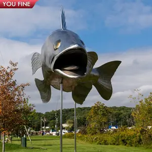 Large Metal Stainless Steel Fish Animal Sculpture