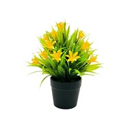 Orchidée Artificielle Jaune de Luxe à 17 Têtes, Petite Plante en Pot Bonsaï pour Hôtel, Comptoir, Vitrine, Décoration de Table à Domicile