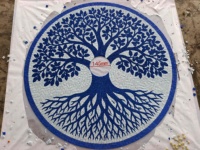 Mosaïque murale en verre carrée de 122 cm (48 pouces) représentant la déesse Méduse, pour piscine, décoration murale extérieure bleue, utilisation au sol