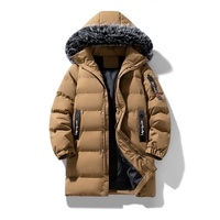 Veste parka à capuche pour homme, automne-hiver, pour l'extérieur - 100% polyester, épaisse, coupe-vent, respirante, longue, avec fermeture éclair