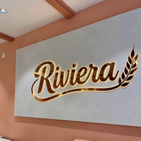 Enseigne LED rétroéclairée 3D de luxe - Logo en métal doré illuminé pour la décoration de studio de beauté et de centre commercial