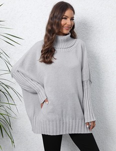 Fabrika artı boyutu kadınlar rahat kış yüksek kaplumbağa boyun uzun kollu kablo kazak örgü Jumper kazak kadınlar kazak boy - Product Image 4